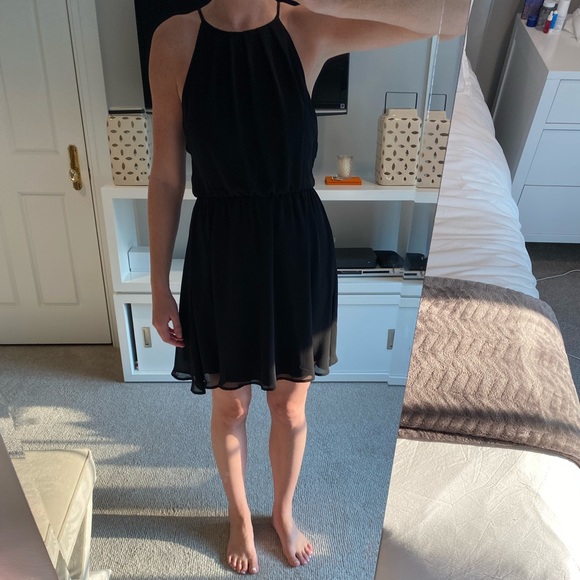 Lush Black Halter Mini Dress with back slit,medium - Picture 1 of 5